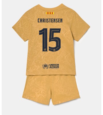 Barcelona Andreas Christensen #15 Bortedraktsett Barn 2022-23 Kortermet (+ Korte bukser)